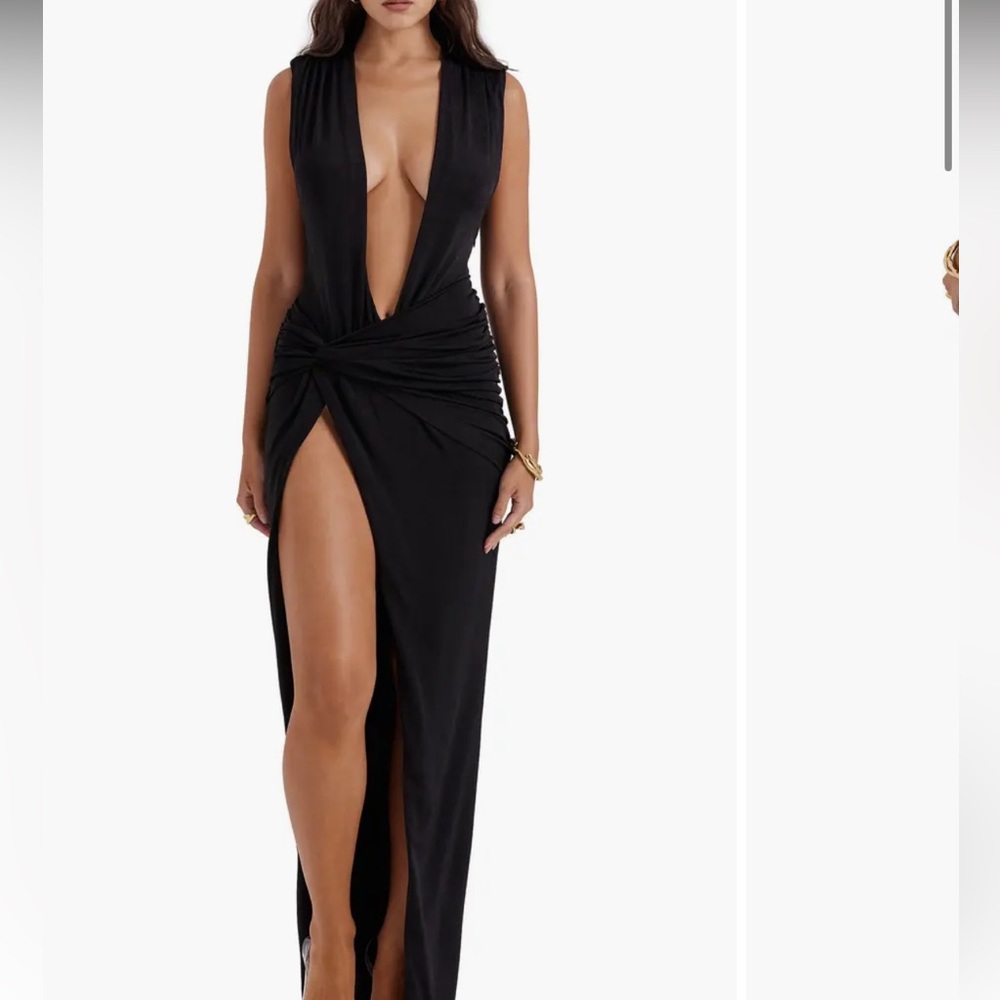 Black Plunge Neck Gown